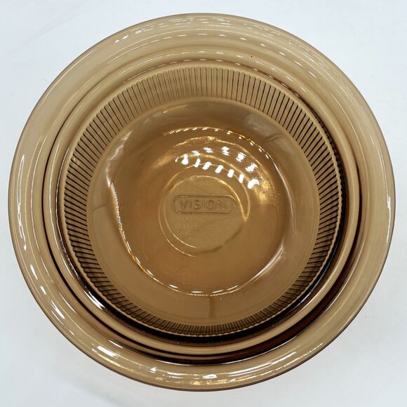 Vtg Corningware Vision Amber Glass 24oz Bowl Lid Home Kitchen 8" Cookware V-30-B - Picture 2 of 6